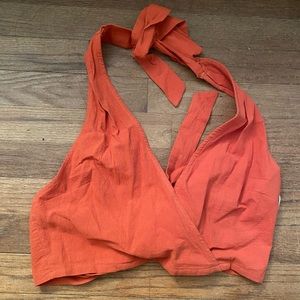 Brunt orange splice crop top with open back